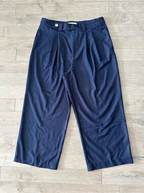 Autres‎ Filles Like Denim Pleated Office Cropped Wide-Leg Pants Size Large